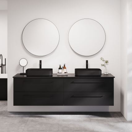 Specchio da bagno BORGSTED Ø 80 cm, nero