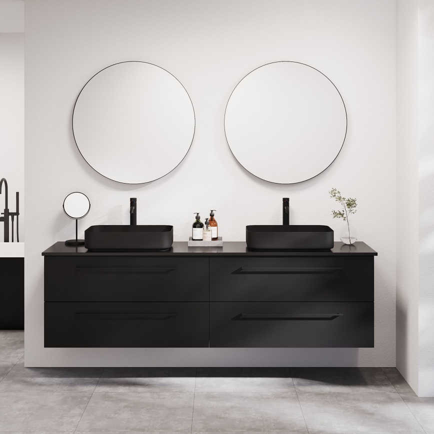 Specchio da bagno BORGSTED Ø 80 cm, nero