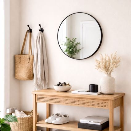 Specchio da parete CHICAGO, diam. 40 cm, nero