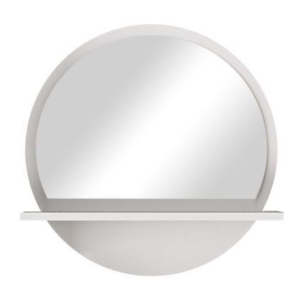Specchio da parete con mensola diametro 60 cm bianco