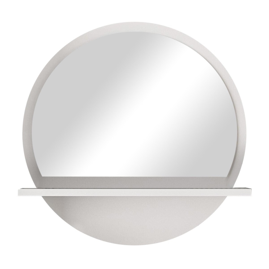 Specchio da parete con mensola diametro 60 cm bianco