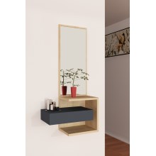 Specchio da parete con mensola STELLA 90x49 cm marrone/antracite