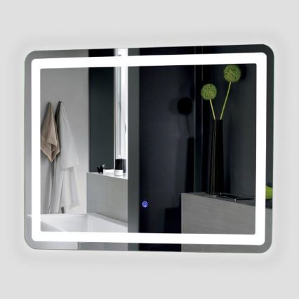 Specchio Da Bagno LED 45x60 Cm Con Cornice Nera – Luce Anteriore E Posteriore, Dimmerabile, Antiappannamento
