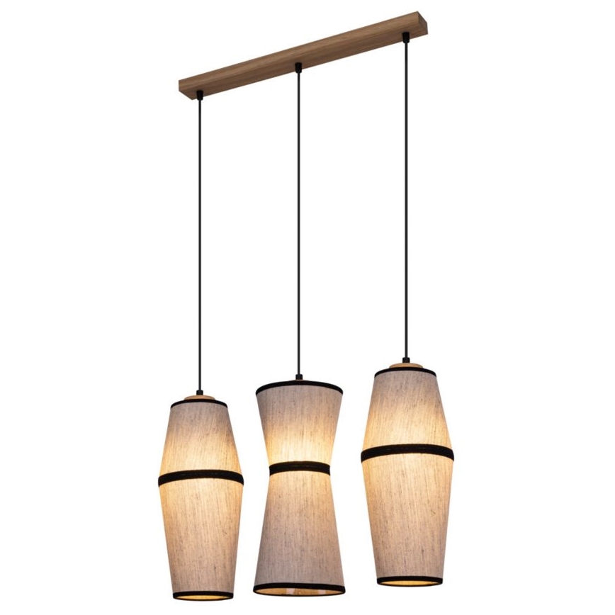 Lampadario a sospensione con filo AMIGO 3xE27/25W/230V quercia – FSC certificato