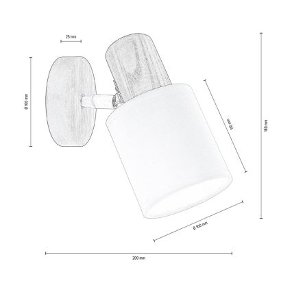 Faretto da parete TRENDY 1xE27/15W/230V pino - certificato FSC