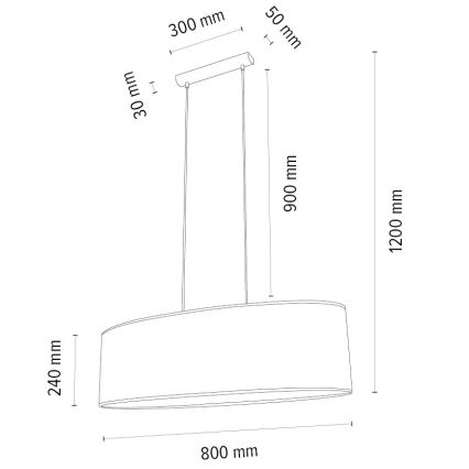Lampadario a sospensione con filo MERCEDES 2xE27/40W/230V color crema/quercia