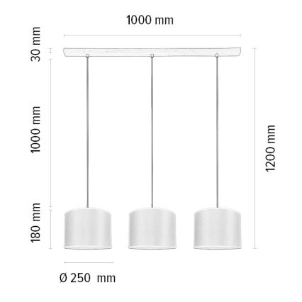 Lampadario a sospensione con filo BENITA 3xE27/40W/230V bianco/quercia