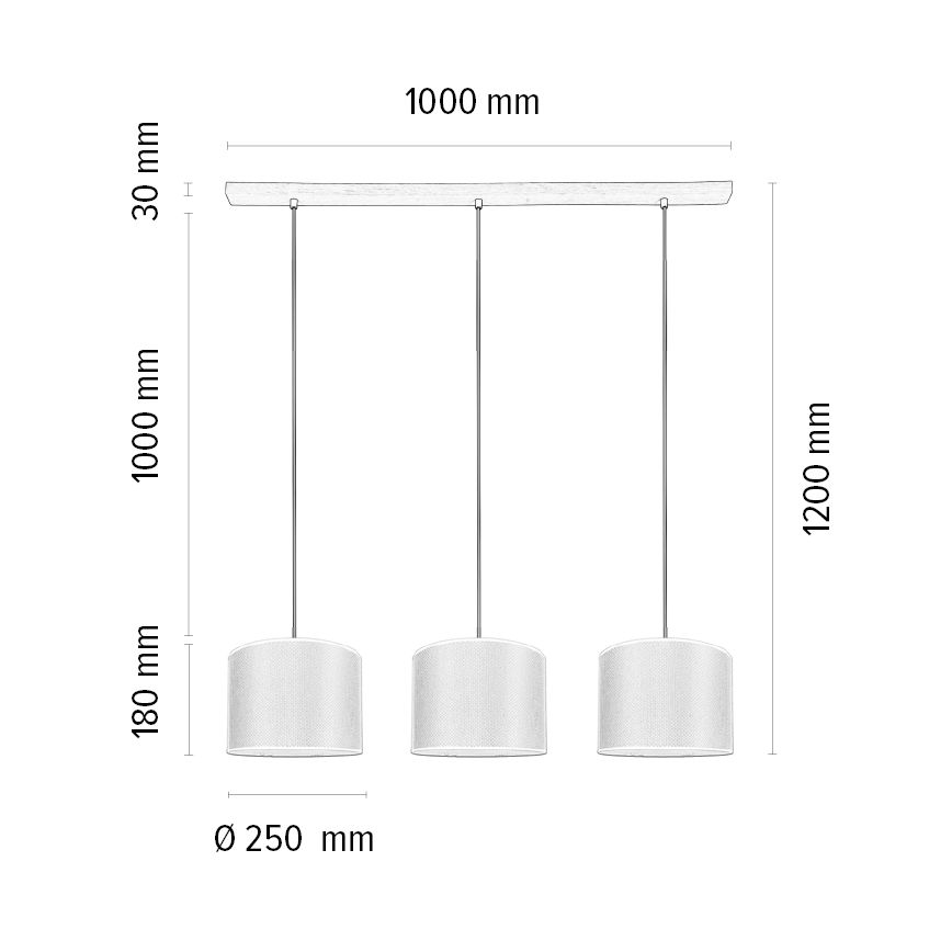 Lampadario a sospensione con filo BENITA 3xE27/40W/230V bianco/quercia