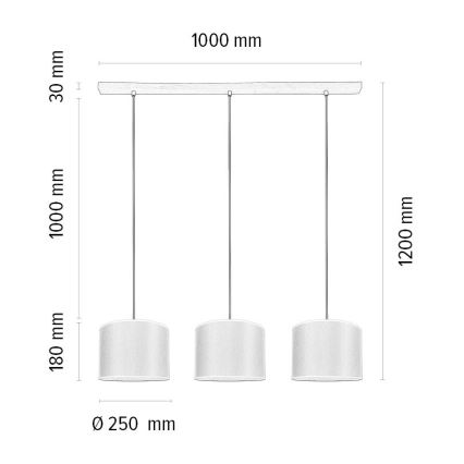 Lampadario a sospensione con filo BENITA 3xE27/40W/230V marrone/quercia