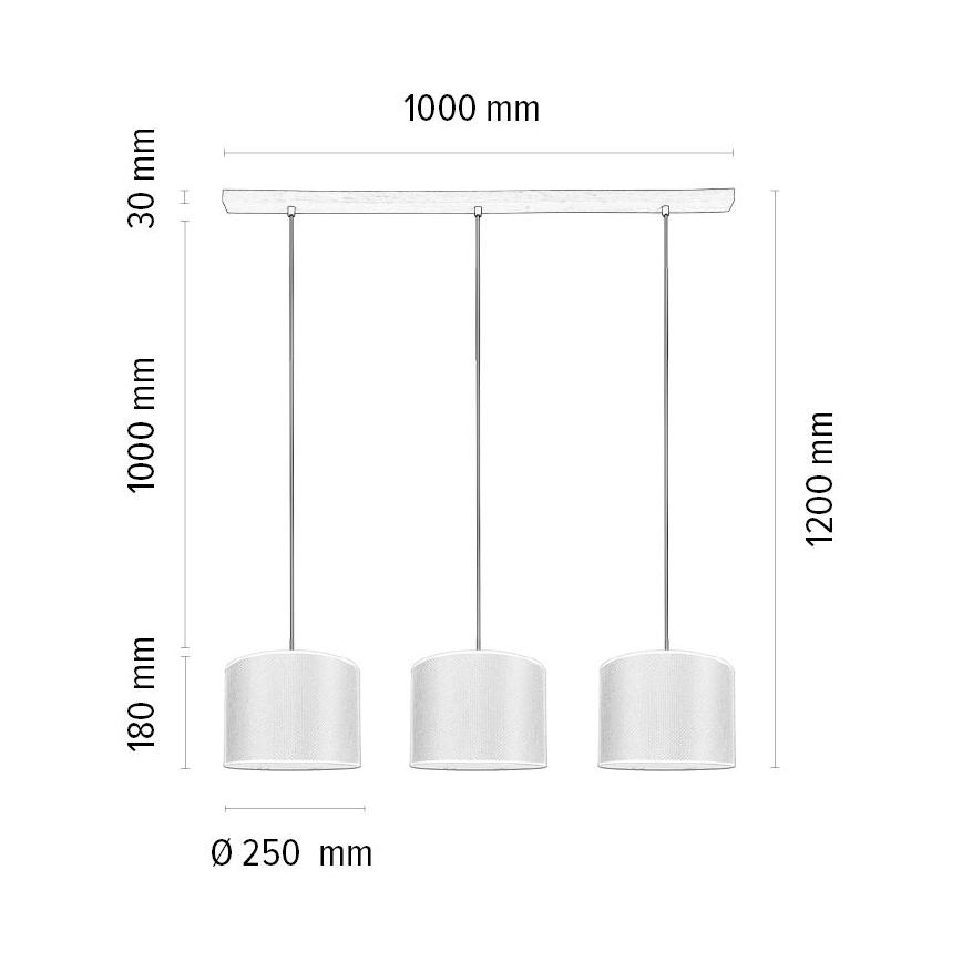 Lampadario a sospensione con filo BENITA 3xE27/40W/230V marrone/quercia