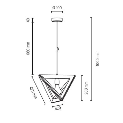 Lampadario a sospensione con filo TRIGONON 1xE27/60W/230V quercia opaco - certificato FSC