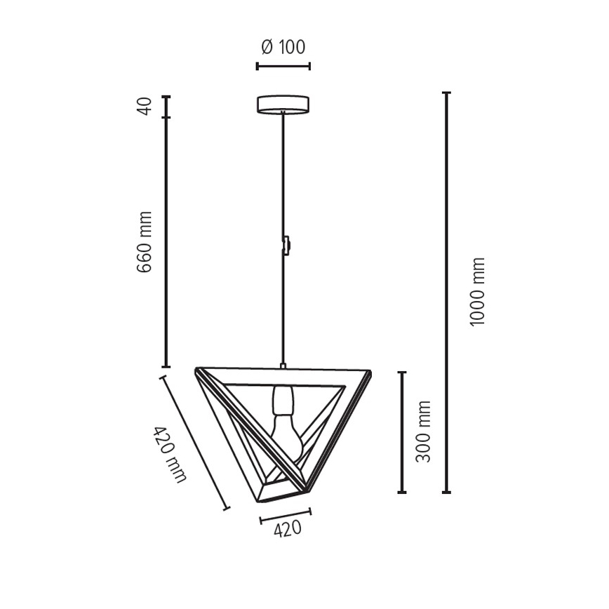 Lampadario a sospensione con filo TRIGONON 1xE27/60W/230V quercia opaco - certificato FSC