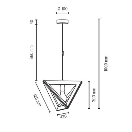 Lampadario a sospensione con filo TRIGONON 1xE27/60W/230V- certificato FSC