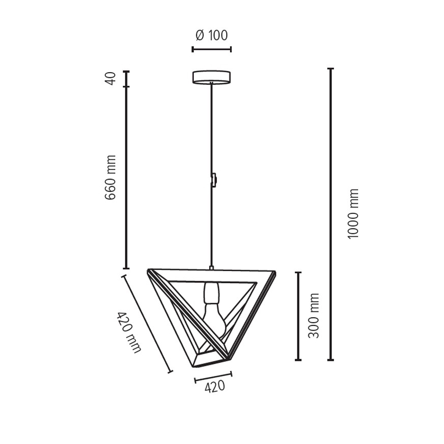 Lampadario a sospensione con filo TRIGONON 1xE27/60W/230V- certificato FSC