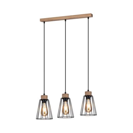 Spot-Light - Lampadario a sospensione con filo ORAZIO 3xE27/60W/230V quercia
