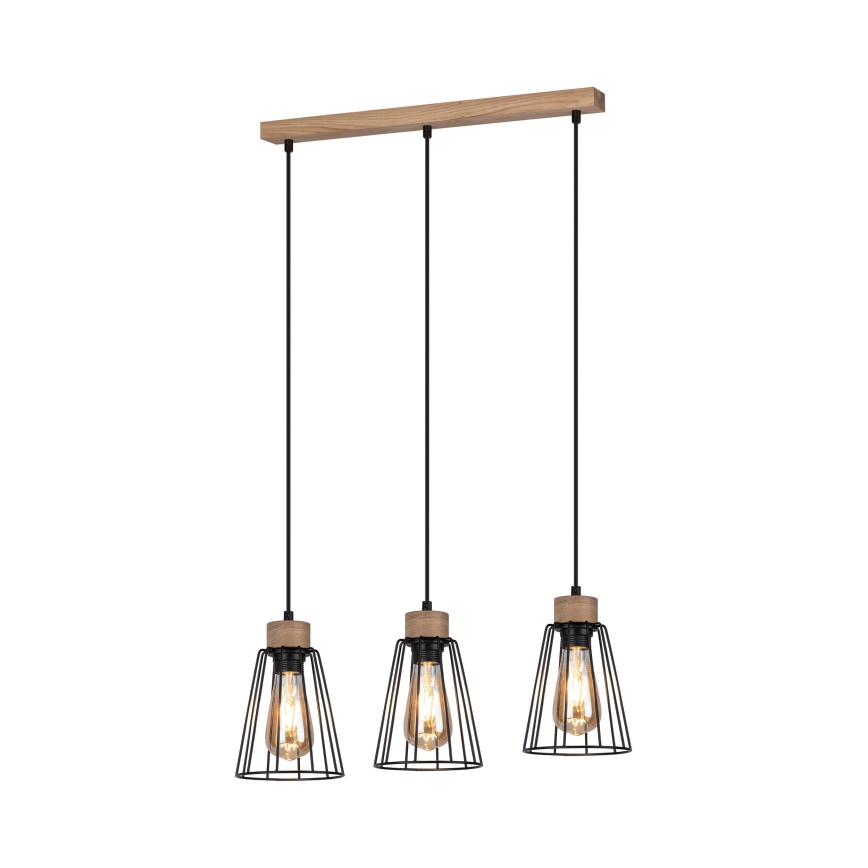 Spot-Light - Lampadario a sospensione con filo ORAZIO 3xE27/60W/230V quercia