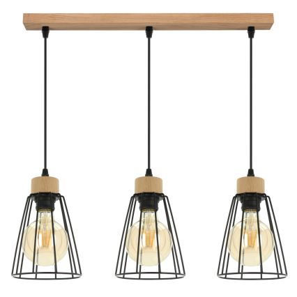 Spot-Light - Lampadario a sospensione con filo ORAZIO 3xE27/60W/230V quercia