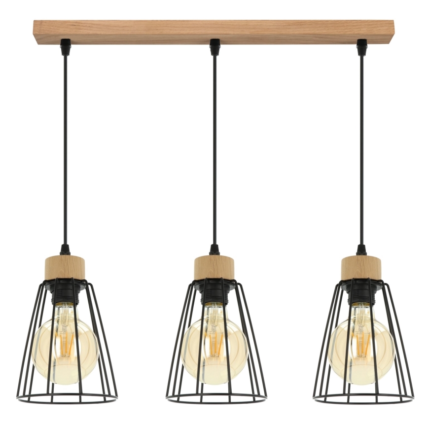 Spot-Light - Lampadario a sospensione con filo ORAZIO 3xE27/60W/230V quercia