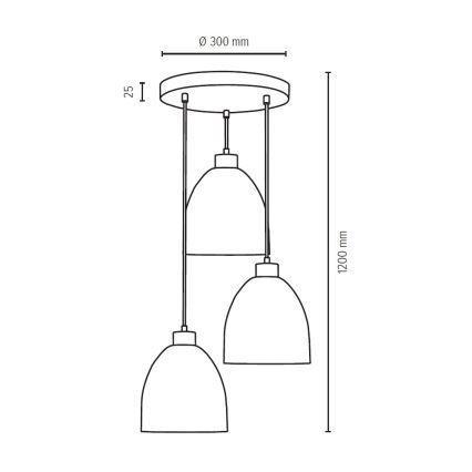 Lampadario a sospensione con filo AURA 3xE27/60W/230V