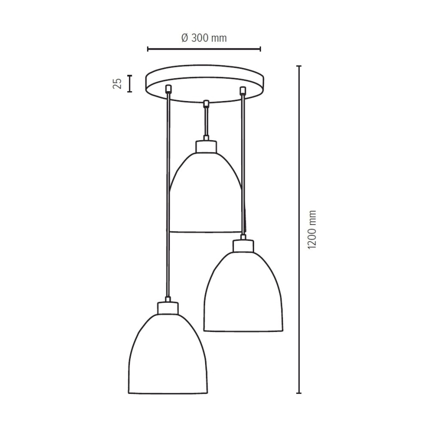 Lampadario a sospensione con filo AURA 3xE27/60W/230V