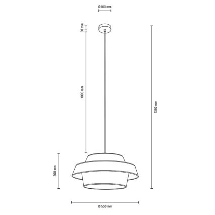 Lampadario su filo PRETO GOLD 1xE27/60W/230V - certificato FSC