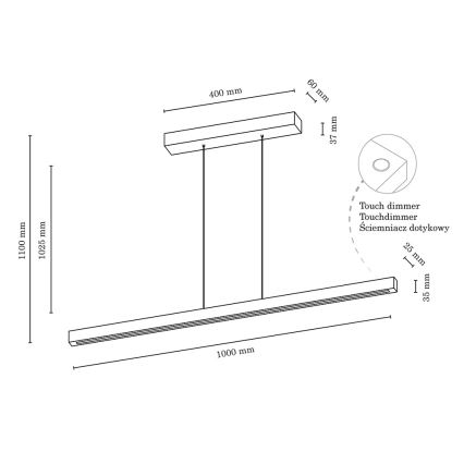 Lampadario a sospensione con filo LED dimmerabile SMAL LED/15W/230V - certificato FSC