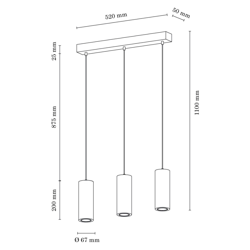 Lampadario LED a sospensione con filo PIPE 3xGU10/5W/230V quercia opaco