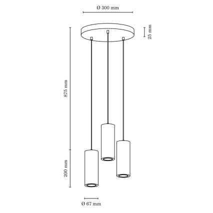 Lampadario LED a sospensione con filo PIPE 3xGU10/5W/230V quercia opaco