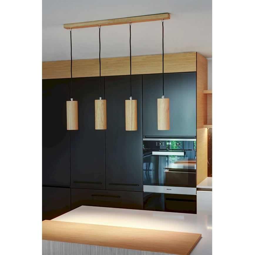Lampadario LED a sospensione con filo PIPE 4xGU10/5W/230V quercia opaco