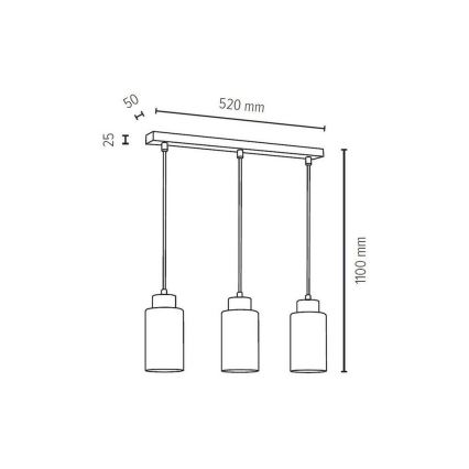 Lampadario a sospensione con filo BOSCO 3xE27/60W/230V - certificato FSC