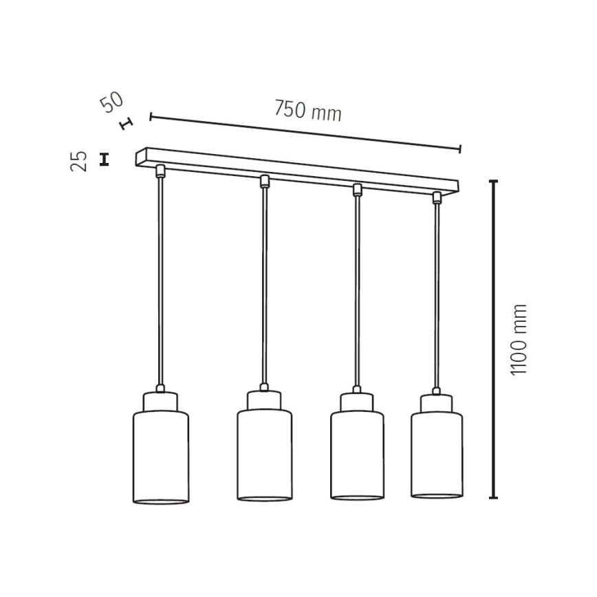Lampadario a sospensione con filo BOSCO 4xE27/60W/230V quercia