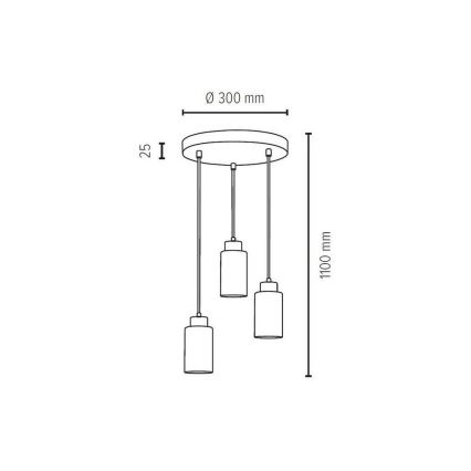 Lampadario a sospensione con filo BOSCO 3xE27/60W/230V- certificato FSC