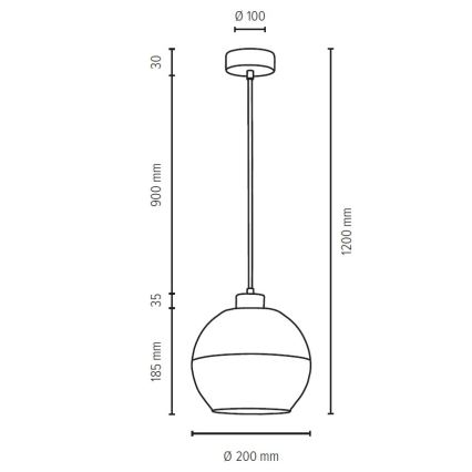 Lampadario a sospensione con filo ALESSANDRO 1xE27/60W/230V - certificato FSC