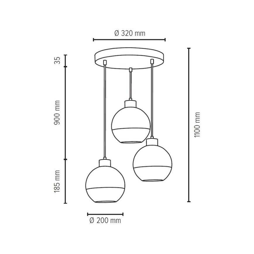 Lampadario a sospensione con filo FRESH 3xE27/60W/230V - certificato FSC