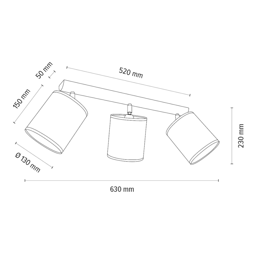 Faretto BENITA 3xE27/25W/230V marrone/rovere