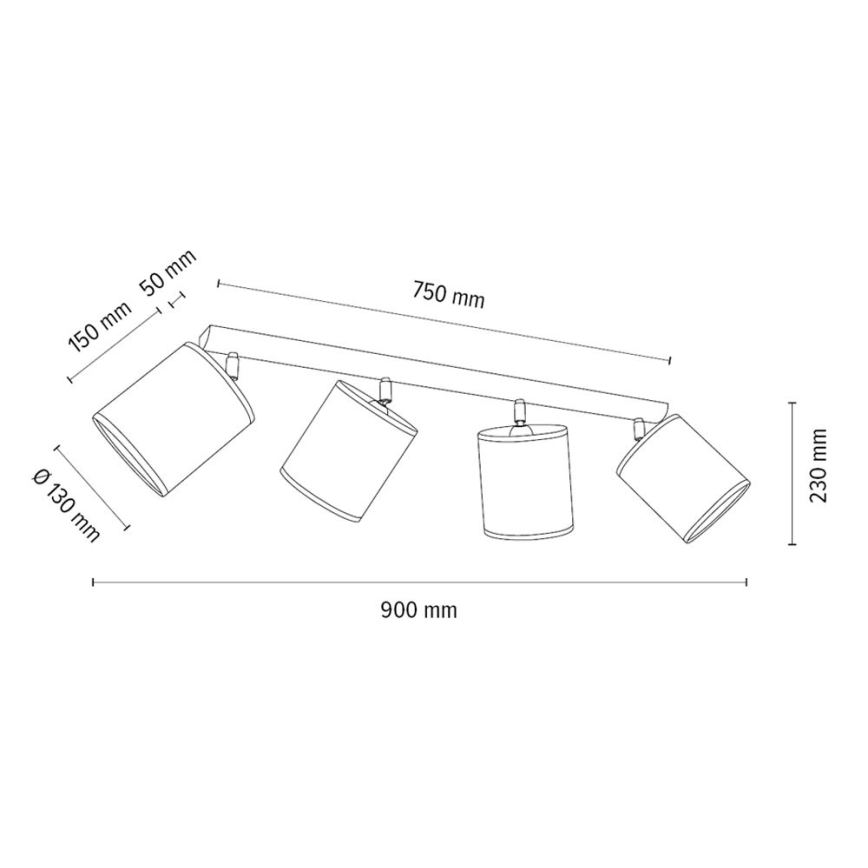 Faretto BENITA 4xE27/25W/230V marrone/rovere