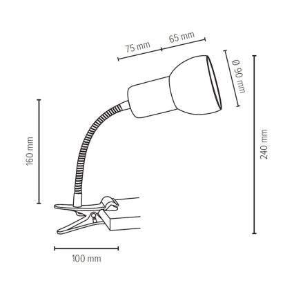 Lampada con morsetto SVENDA 1xE27/60W/230V - certificato FSC