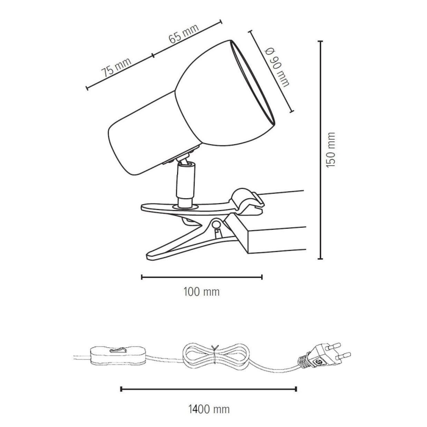 Lampada con clip SVENDA 1xE27/60W/230V rovere/bianco