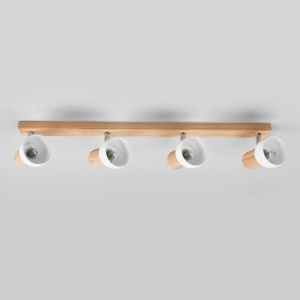 Faretto SVENDA 4xE27/60W/230V rovere/bianco