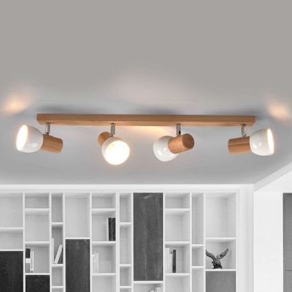 Faretto SVENDA 4xE27/60W/230V rovere/bianco