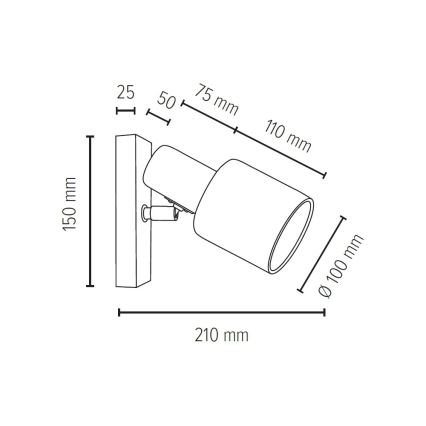 Luce Spot da parete TREEHOUSE 1xE27/25W/230V - certificato FSC