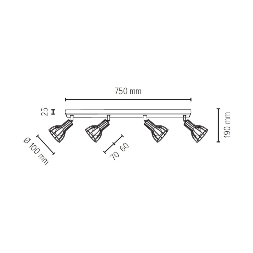 Luce Spot MEGAN 4xE14/40W/230V quercia - certificato FSC