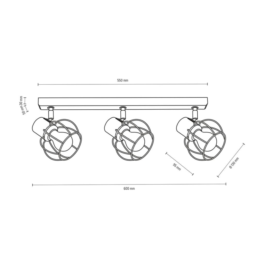 Faretto da binario PHIPHI 3xE27/60W/230V quercia - certificato FSC
