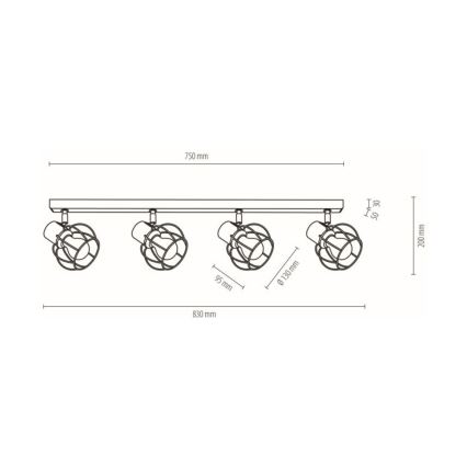 Faretto da binario PHIPHI 4xE27/60W/230V quercia - certificato FSC