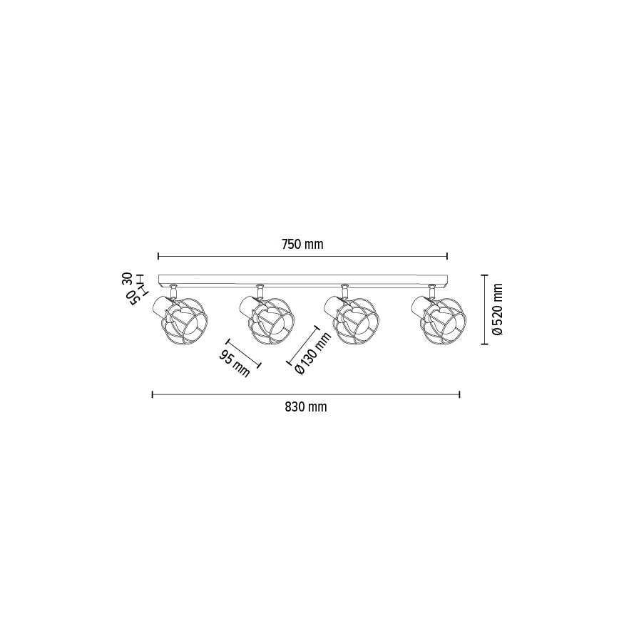 Faretto da binario PHIPHI 4xE27/60W/230V quercia - certificato FSC