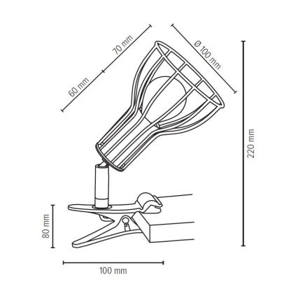 Lampada con morsetto MEGAN 1xE14/40W/230V - certificato FSC