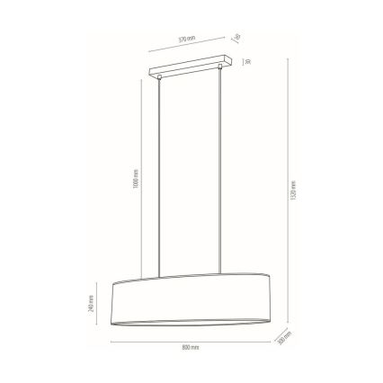 Lampadario a sospensione con filo BOHO 2xE27/40W/230V quercia
