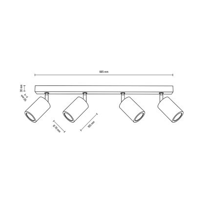 Faretto LED da soffitto MATTI 4xGU10/5W/230V rovere- certificato FSC