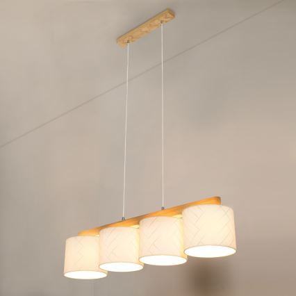 Lampadario a sospensione con filo PUNTO 4xE27/25W/230V quercia