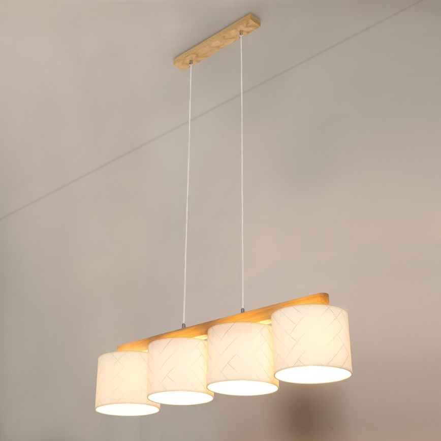 Lampadario a sospensione con filo PUNTO 4xE27/25W/230V quercia